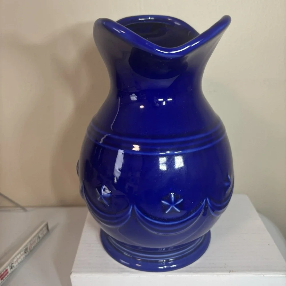 A Special Place Blue Pitcher, Pottery Vase Table Home Decor 7.75